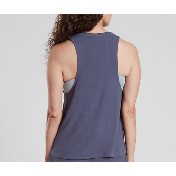 NWT ATHLETA WOMENS VIOLET BLUE SLEEVELESS TANK AND BLACK SHORTS RIB SLEEP SET 3X - Picture 4 of 12